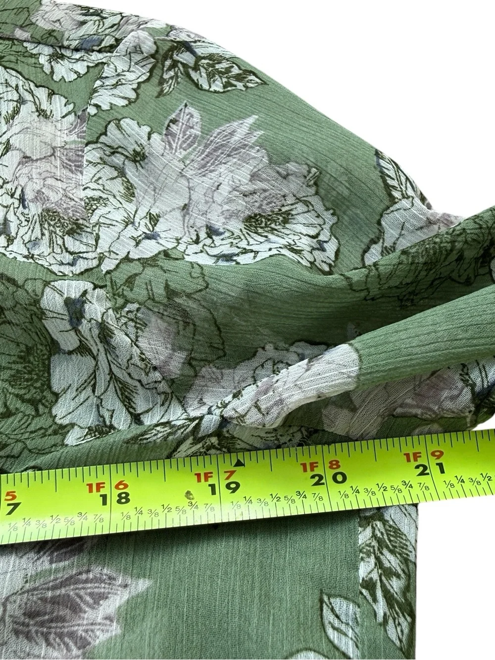 KUT From The Kloth Sage Green Floral Blouse Medium Cottagecore Boho Peasant Top - Picture 6 of 10